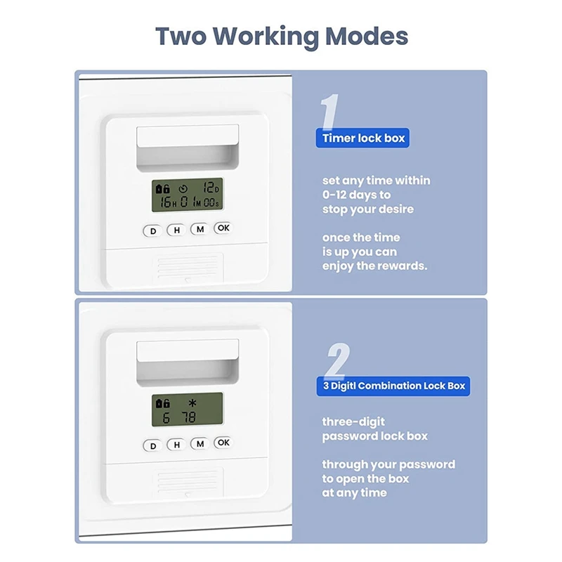 Ящик с замком по времени для сейфа для лекарств, прозрачный запираемый ящик для хранения для домашней безопасности, для кухни