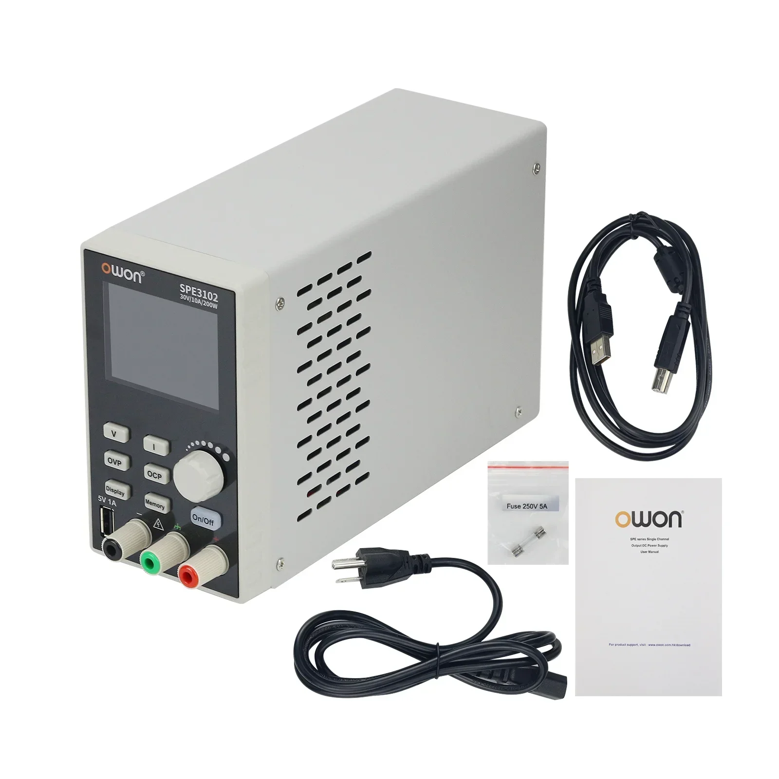 SPE3102 30V 10A 200W DC Power Supply for OWON SPE Series Single Channel DC Power Supply with 2.8inch TFT LCD Display