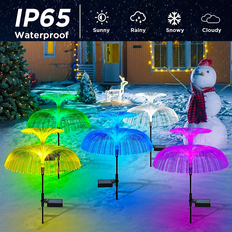 Solar Flowers Lights Waterproof Outdoor 7 Color Changing Jellyfish Garden Decor Solar Lawn Lights For Yard Patio Pathway