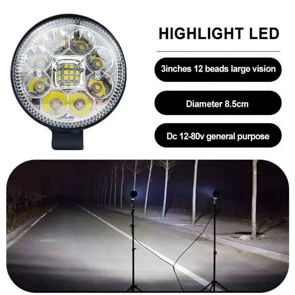 Motorcycle LED Spotlights for Front Turn Signal Electric Lights DC 12V 80V Waterproof with 12 LEDs Providing Clear
