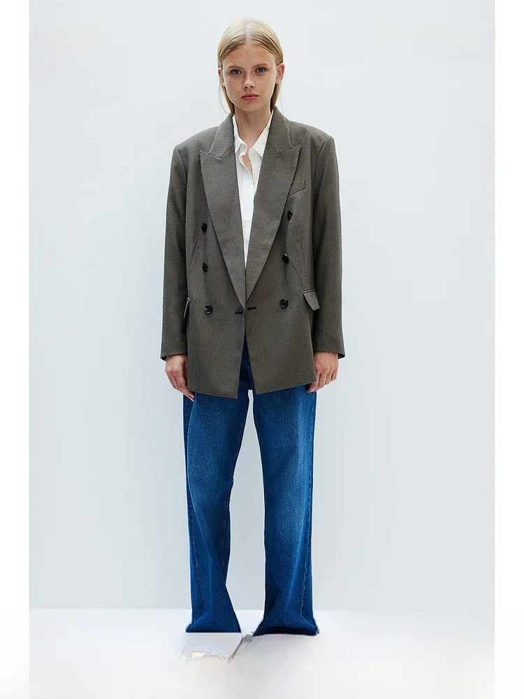 H&M Summer Women's Casual Oversized Suiting 1244576 Simple Style Polyester Viscose Fiber Office Daily Wear Female Suit