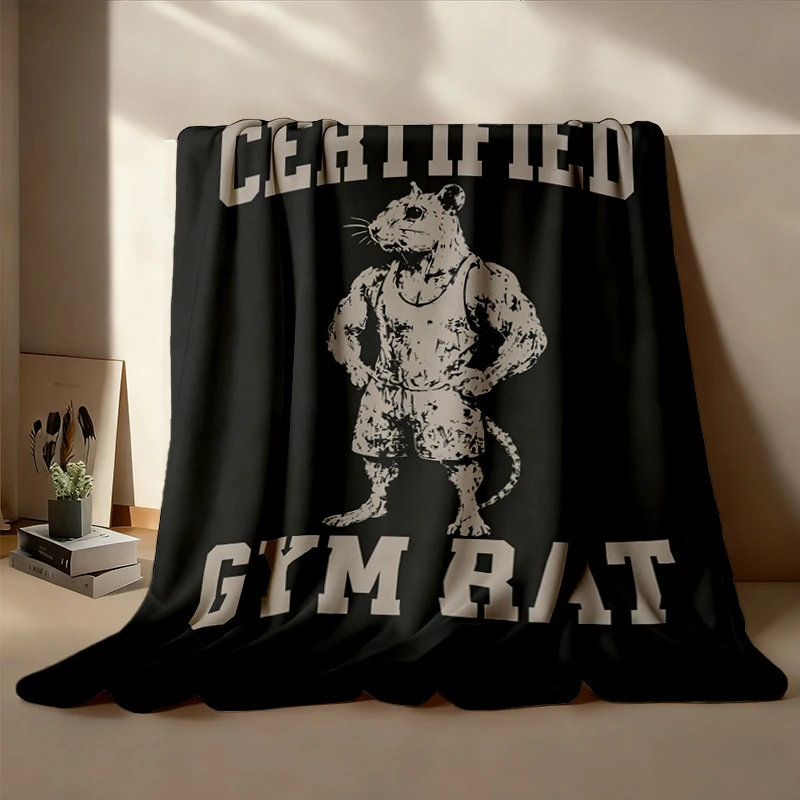 Funny Gym Flannel Throw, Certified Gym Rat, Womens, Mens, Unisex Colors Flannel Blanket