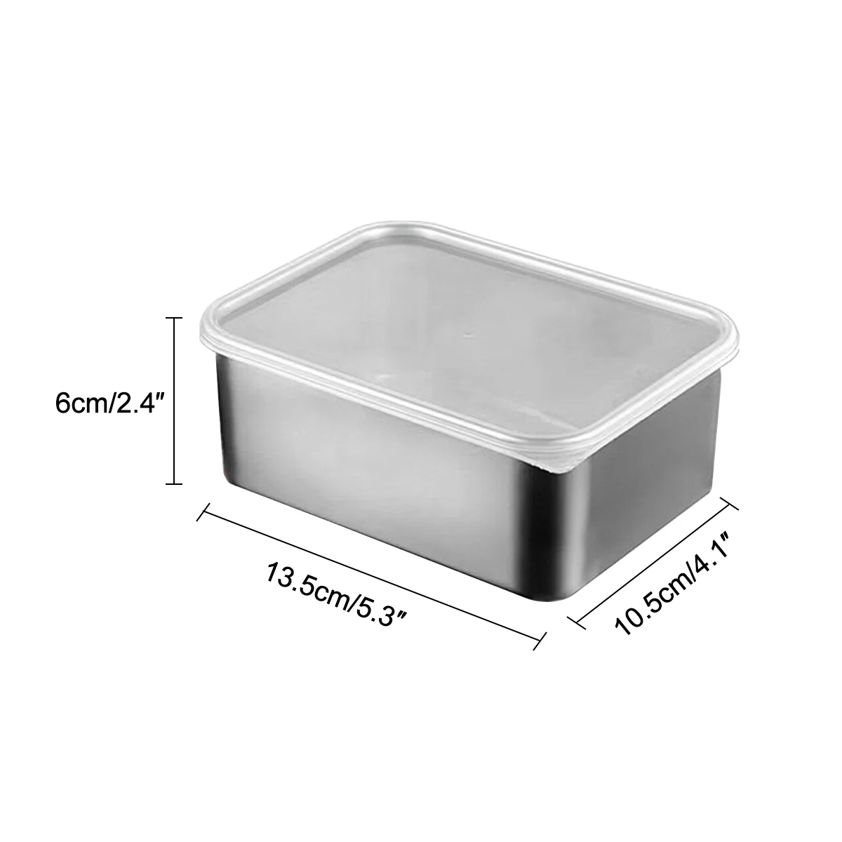 2 PCS Upgrade Stainless Steel Refrigerator Food Storage Box With Plastic Lid Prepare Food Freshness Preservation Box Picnic Box