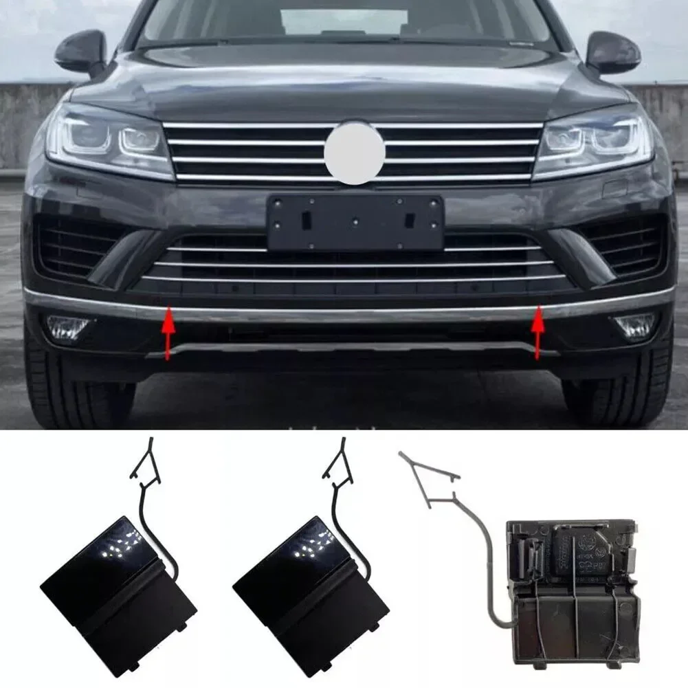 1 Pair Front Bumper Tow Hook Eye Cover Cap Unpainted 7P6807185A/7P6807186A For Volkswagen 2014-2018