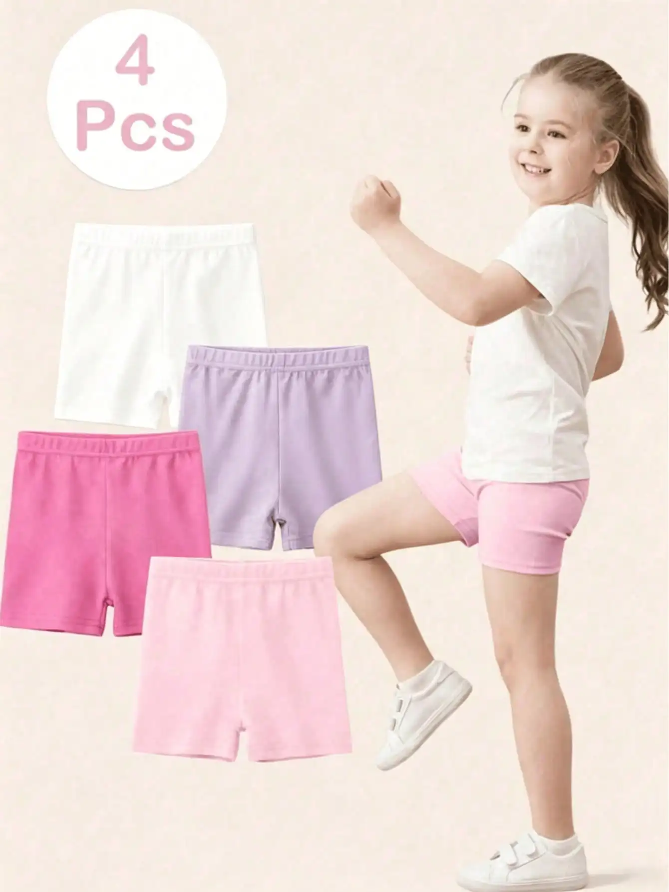 

4 Pack Baby Girls Cute 3-Inch Butterfly Print Modal Elastic Safety Boyshorts, Breathable Soft, For Summer Daily Wear