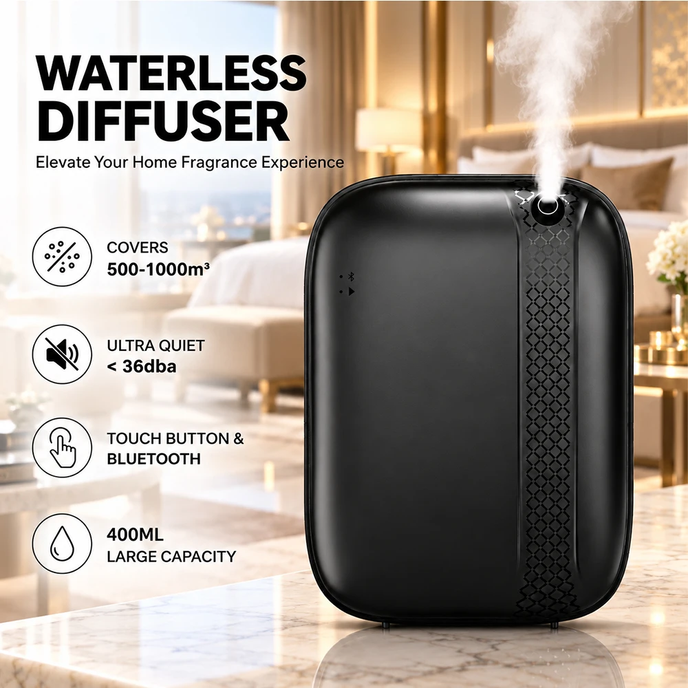 TEABLUM 400ML Waterless Aroma Diffuser Bluetooth APP Control Essential Oil Scent Machine for Hotel Home Office Wall Mounted