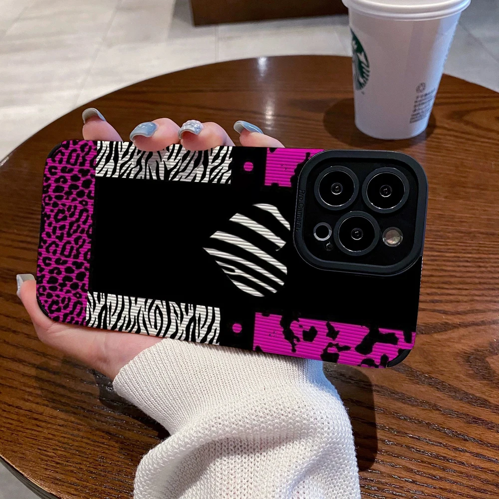 Funda de cuero de silicona con estampado de leopardo para iPhone, carcasa completa a prueba de golpes para modelos 16, 13, 14, 15 Pro Max Plus, 11,