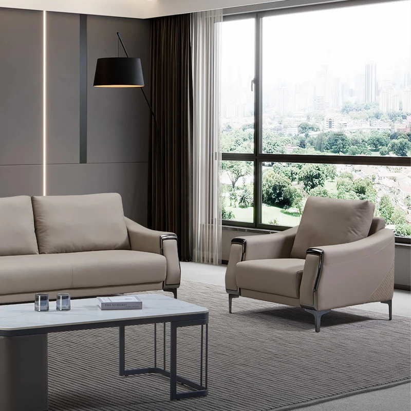 

#Light Luxury Leather Sofa Set Segmented Modular Metal