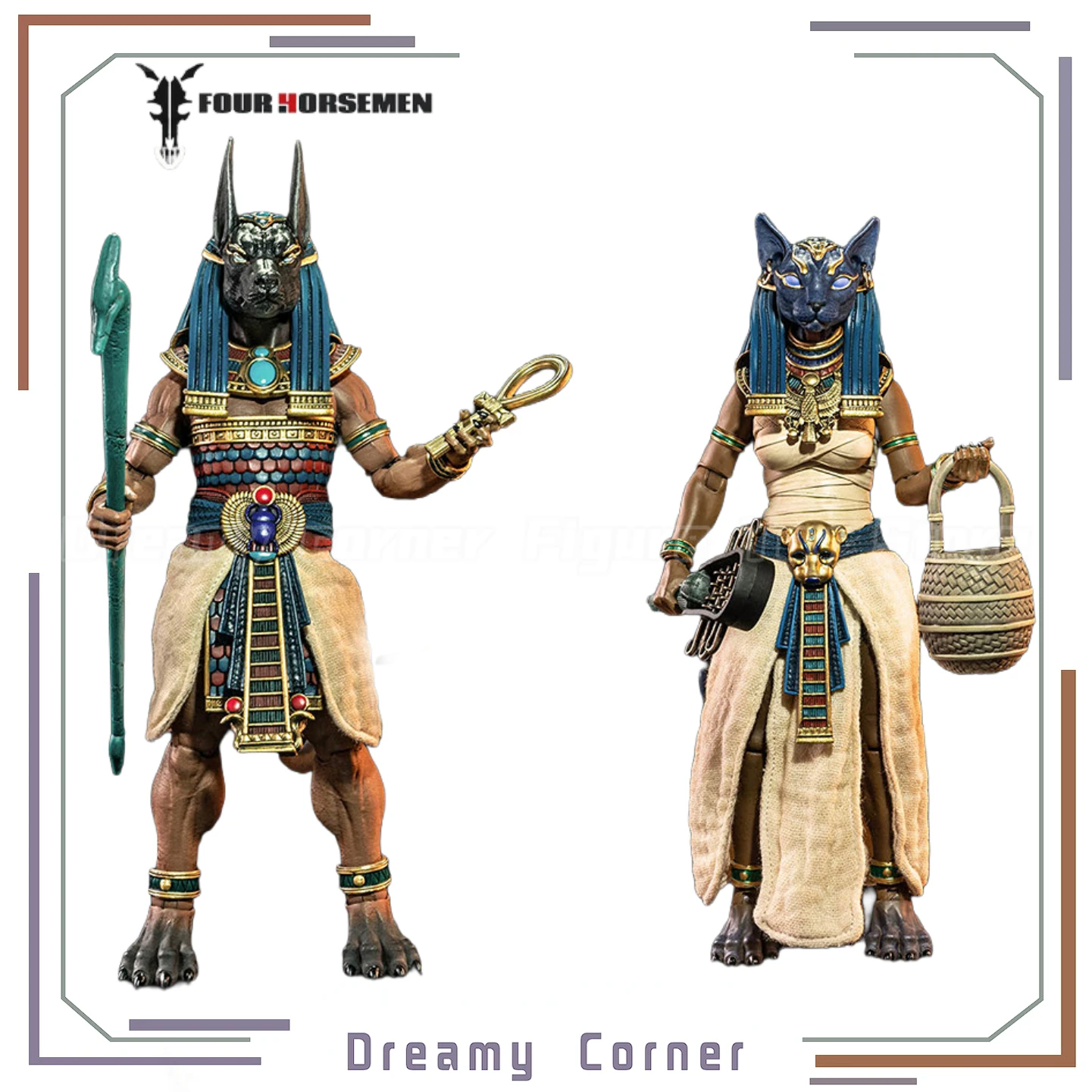 

【In Stock】Original Four Horsemen Studios Figura Obscura Bastet Anubis 2PCS 1/12 Action Figure Toy Model Gift