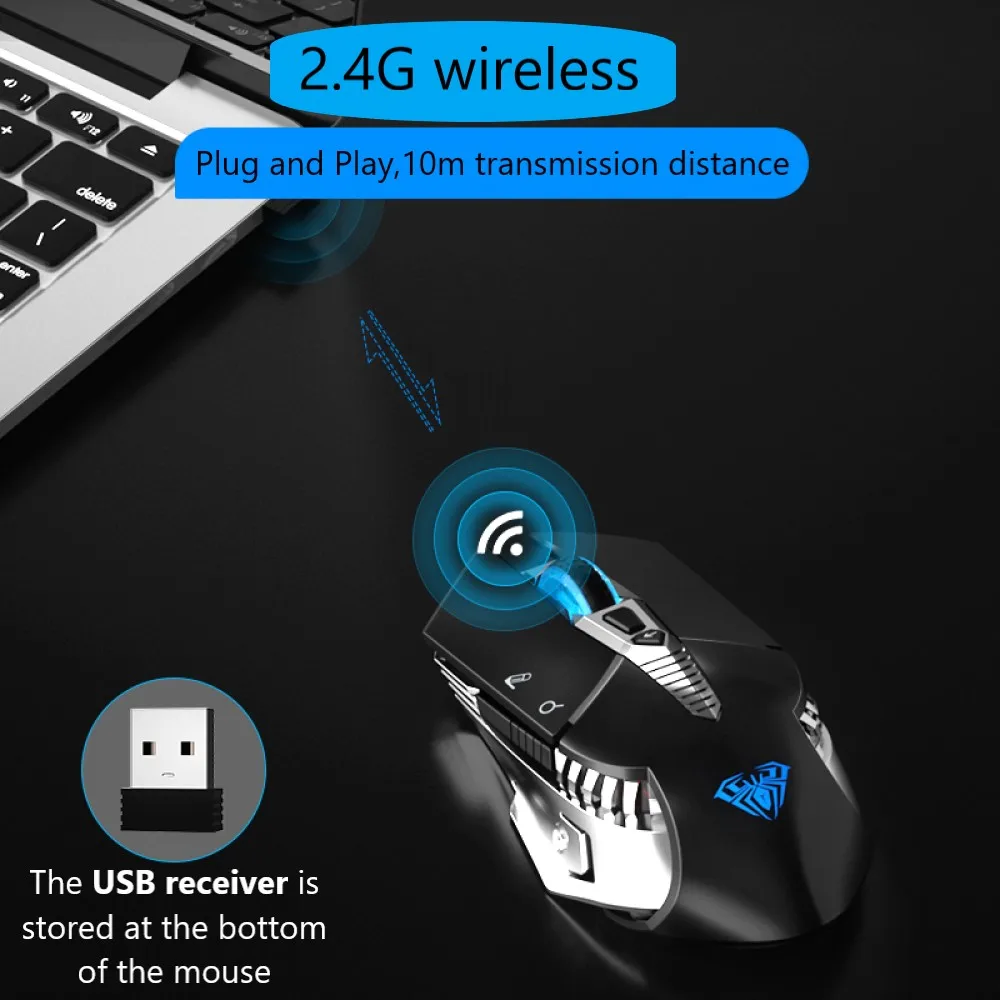 Imagem -03 - Aula Intelligent Voice Mouse Mice Recarregável sem Fio com Usb para Jogo e Escritório Voz em Texto 2.4g