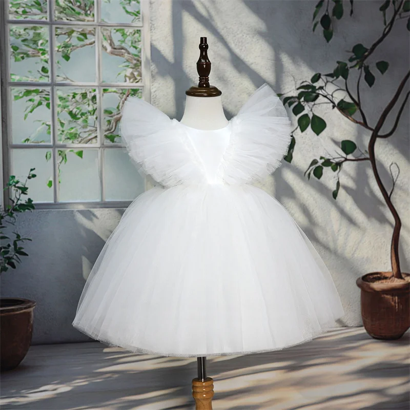 Baby Kids Princess Tulle Flower Girl Dress Children First Communion Dress Ball Gown Wedding Party Dress Birthday