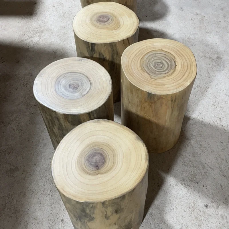 Log camphor wood stump stump stool sitting stool flower stand root carving coffee table solid wood