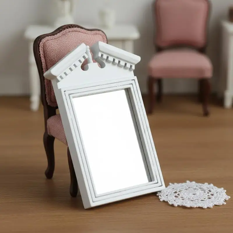 

Модель белого зеркала для кукольного домика 1/12, декор для ванной комнаты, миниатюрные элементы для создания сцен, реквизит для конструирования.