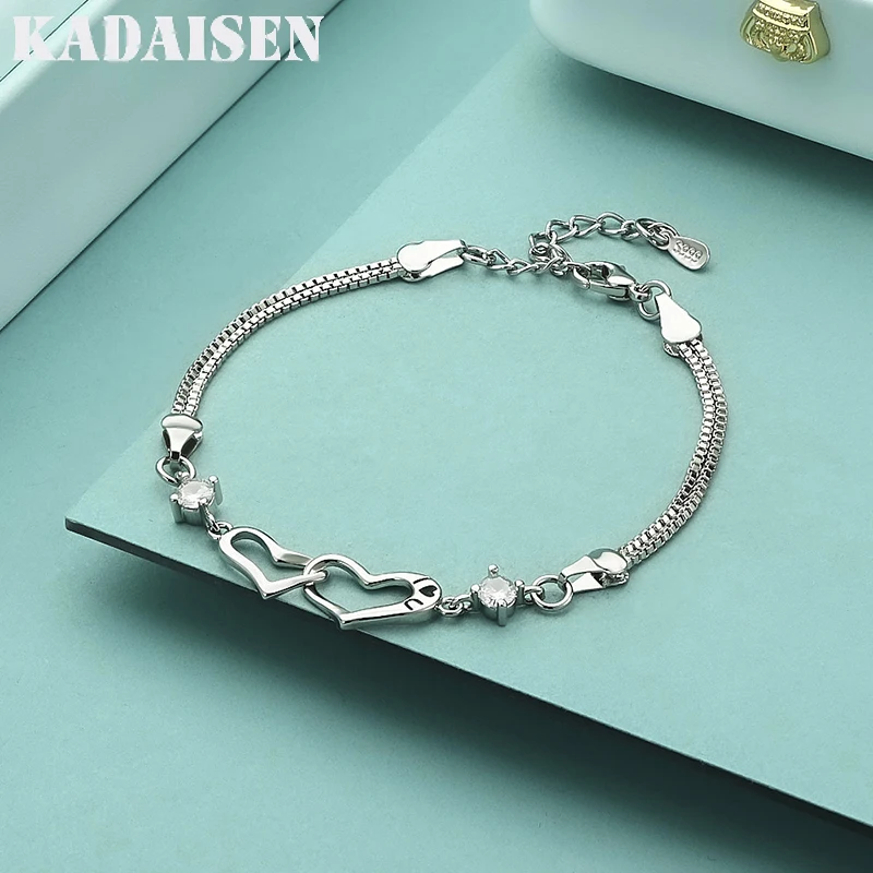 

Классические браслеты из стерлингового серебра 925 пробы с кристаллами в форме сердца для женщин, модные украшения для вечеринок, свадебные подарки