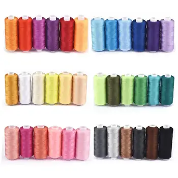 6 colores/juego de máquina de rollo de hilo de coser bordado a mano 400 yardas cada carrete 100% poliéster duradero para Kit de costura casera