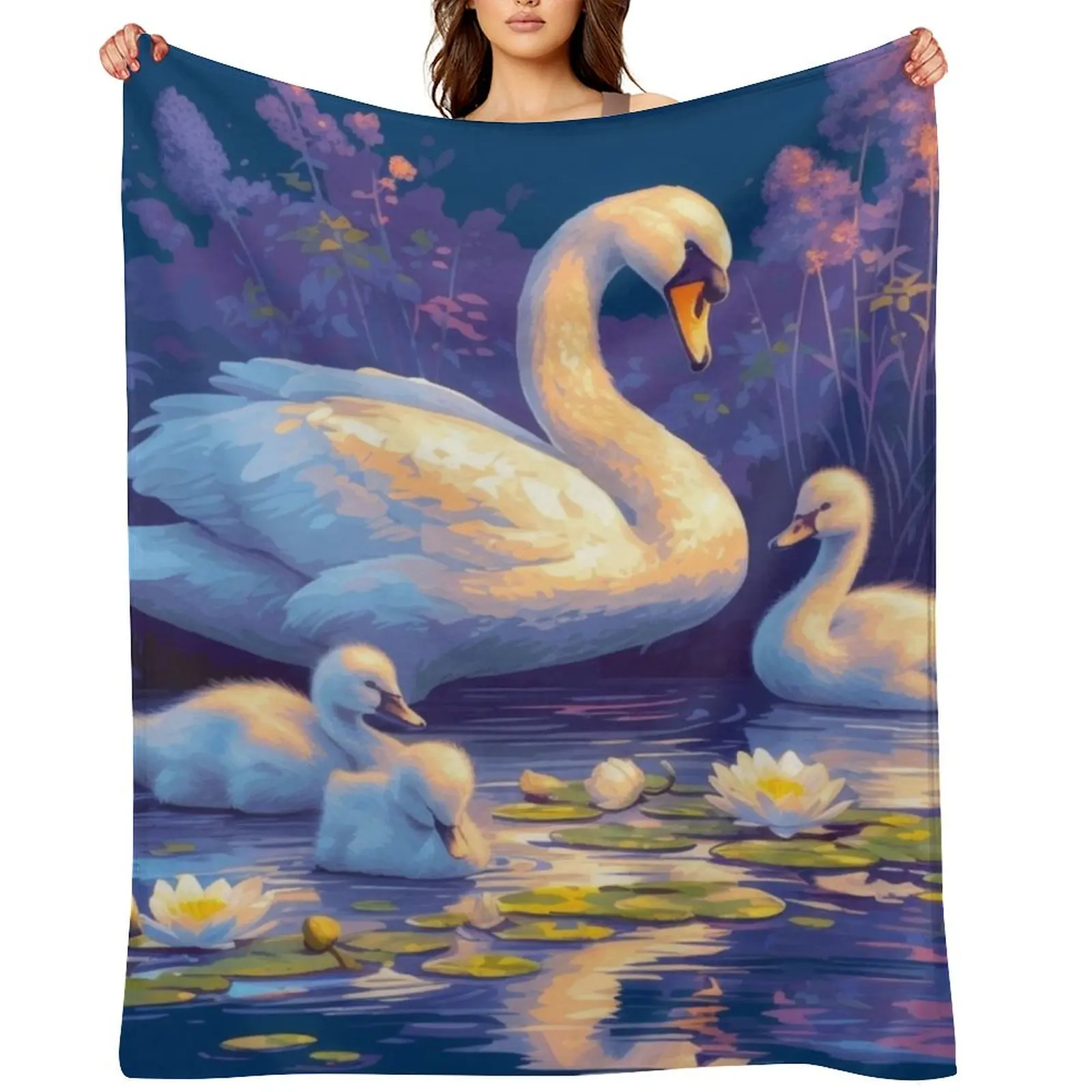 

Beautiful white swan Throw Blanket Cute Plaid Quilt Bed Fashionable Single Blankets