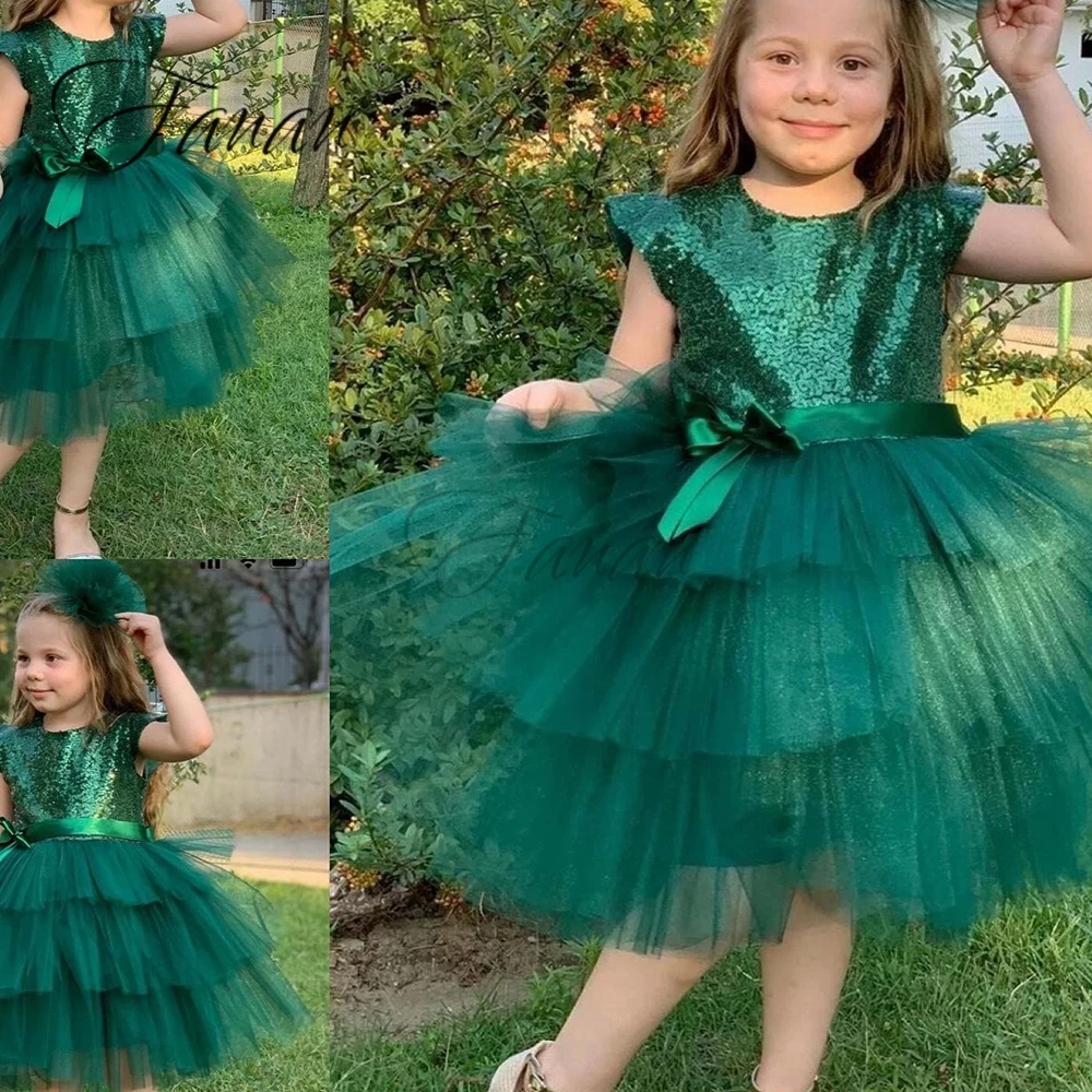 Kind für Hochzeits feier Geburtstags kleid A-Linie Tüll ärmellose Rüschen Bogen Patchwork Blumen mädchen es Kinder