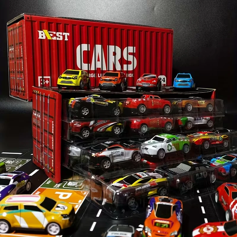 24/48 قطعة لعبة سيارة نموذج قوة التراجع سيارة لعبة سيارة مع صندوق تخزين لعبة سيارة مجموعة هدية حزمة حشو ، بيناتا حشو ، عيد الميلاد gif #1