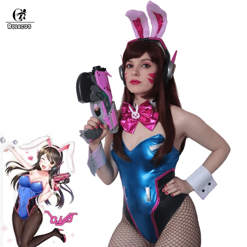 Rolecos jogo ow dva cosplay coelhinho sexy menina macacão música hana d. va cosplay traje de halloween mulheres macacão