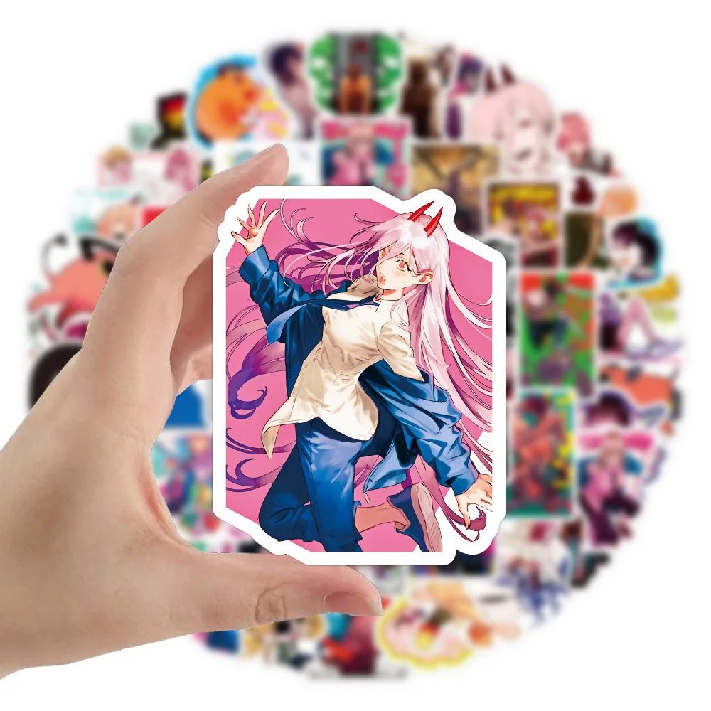 

10/30/50pcs Japanese Anime Chainsaw Man Stickers Power Cartoon Sticker Water Bottle Phone Notebook Bike Cool Manga Decals Pack