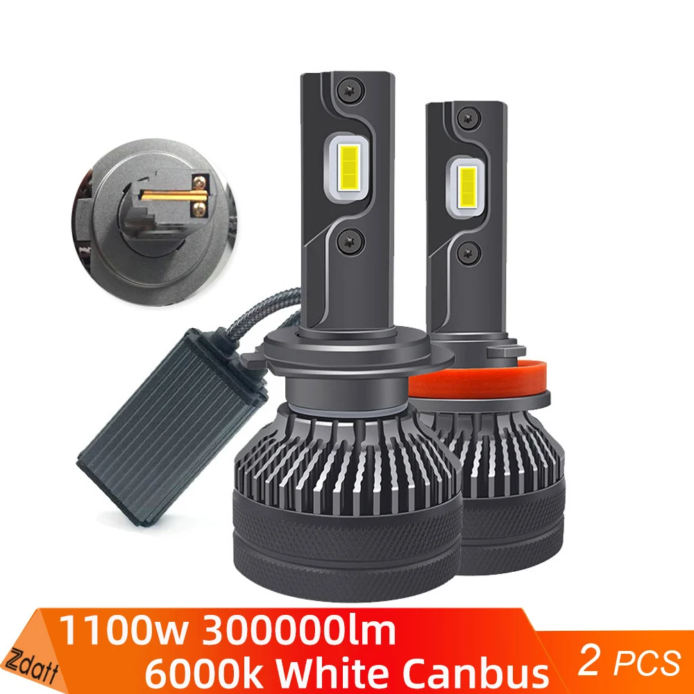 

2Pcs H1 H4 H7 LED Canbus H8 H11 Lamp Car Headlight Bulb HB3 9005 HB4 9006 Turbo High power 1100W 6000K 300000LM 12V For Lens
