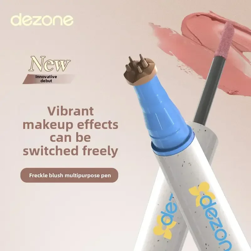 DEZONE  2 in 1 Freckle Blush Pencil Long Lasting Waterproof Looking Fake Freckles Stamp Sunkissed Face Easy To Wear Makeup