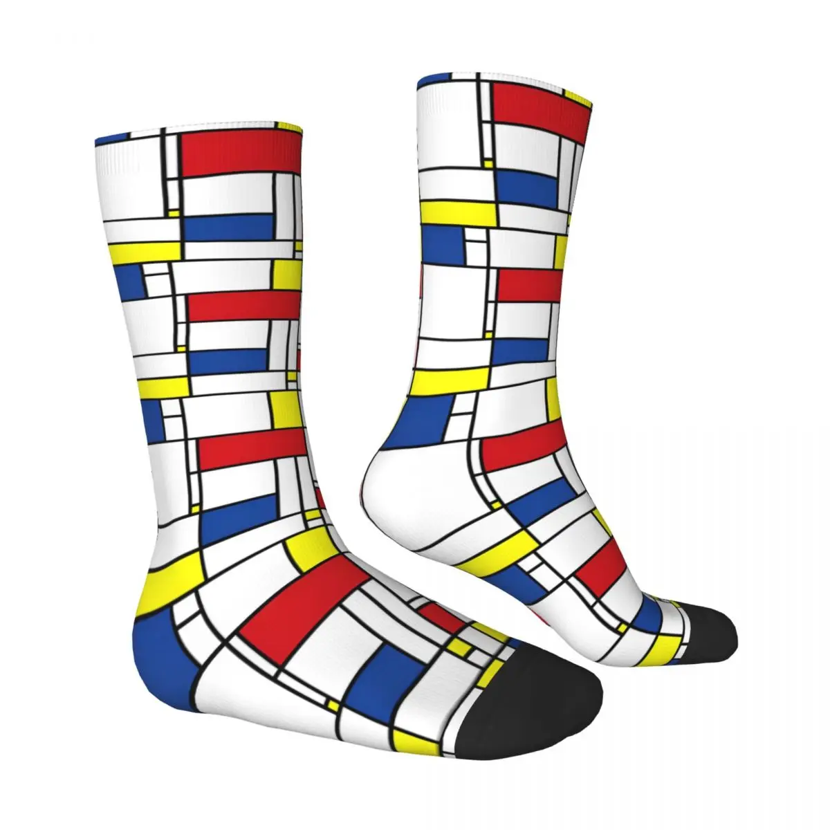 Mondrian Minimalist De Stijl Modern Art Socks Funny Stockings Men Quality Outdoor Sports Socks Autumn Design Anti-Slip Socks