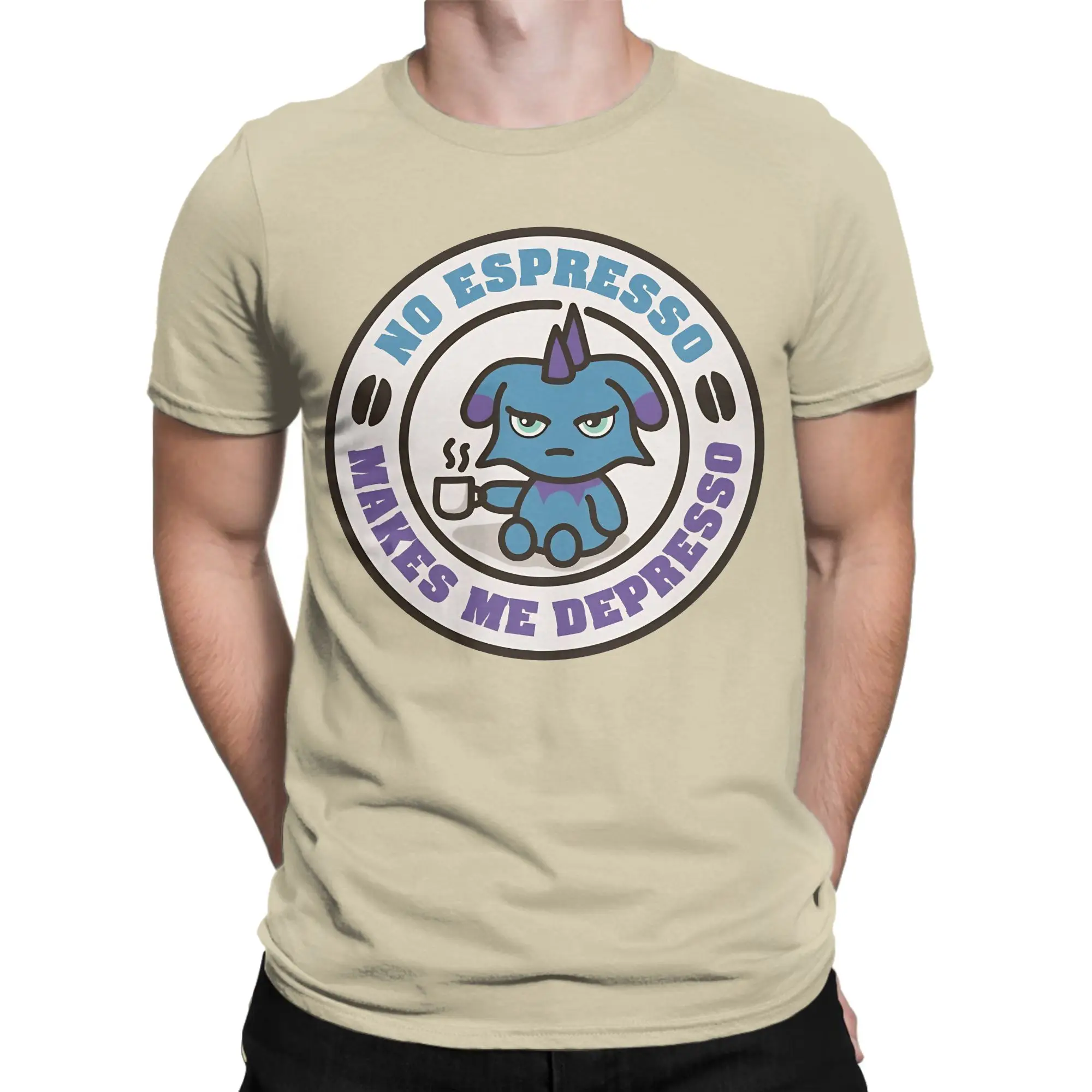 Depressos No Espresso Mood  T-Shirts for Men Women  Fun Pure Cotton Tee Shirt Round Neck Short Sleeve T Shirts Big Size Tops