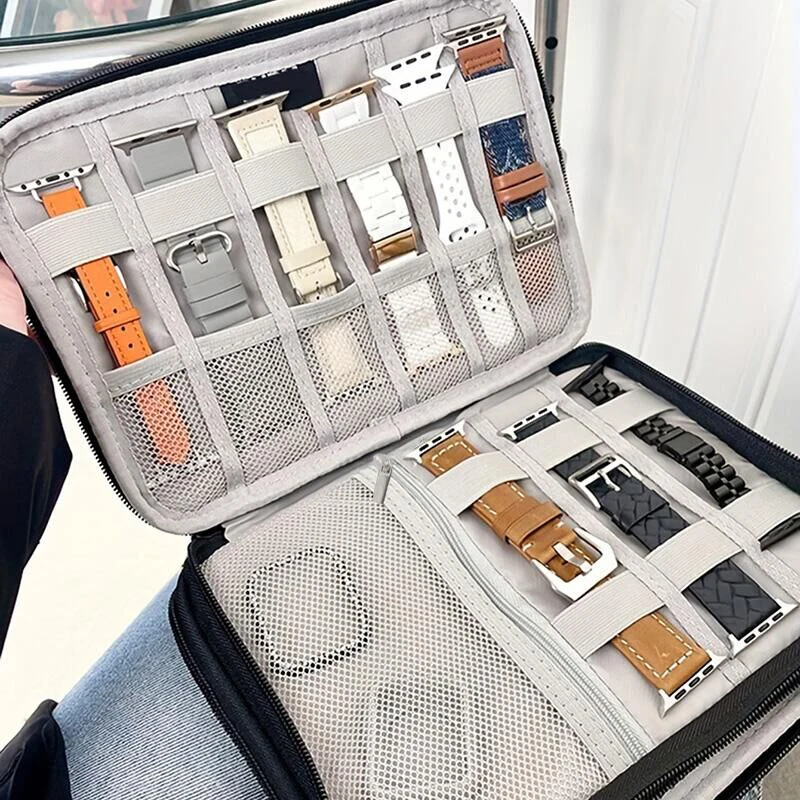 المحمولة حزام الساعات المنظم حالة السفر متعددة الوظائف لساعة أبل حزام الفرقة صندوق تخزين حقيبة حزام الساعات حامل أكياس الحقيبة #4