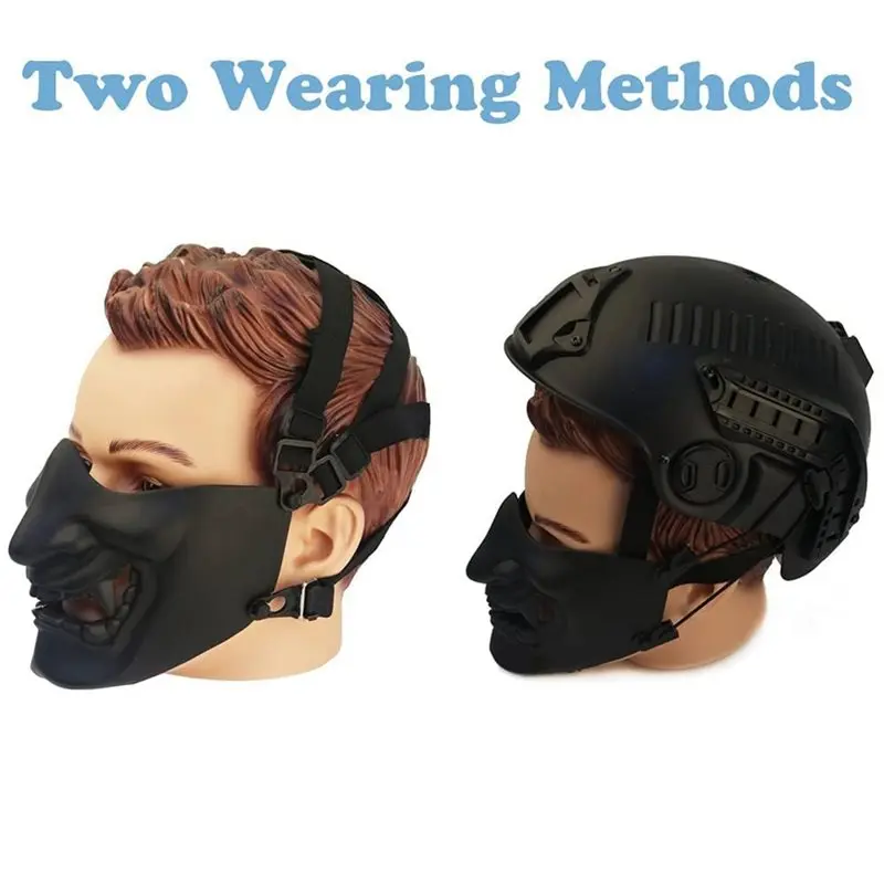 ABGR-Protective Masks For Cosplay-Evil Samurai Half-Face Masks For Halloween Parties Games Co