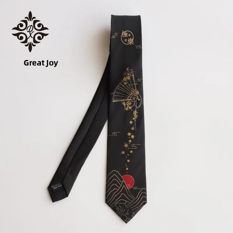 original【jieguo】gold-stamp-edition-black-gold-jkdk-tie-sakura-adult-gift-casual-style-wool-lined-polyester-silk-bow-tie