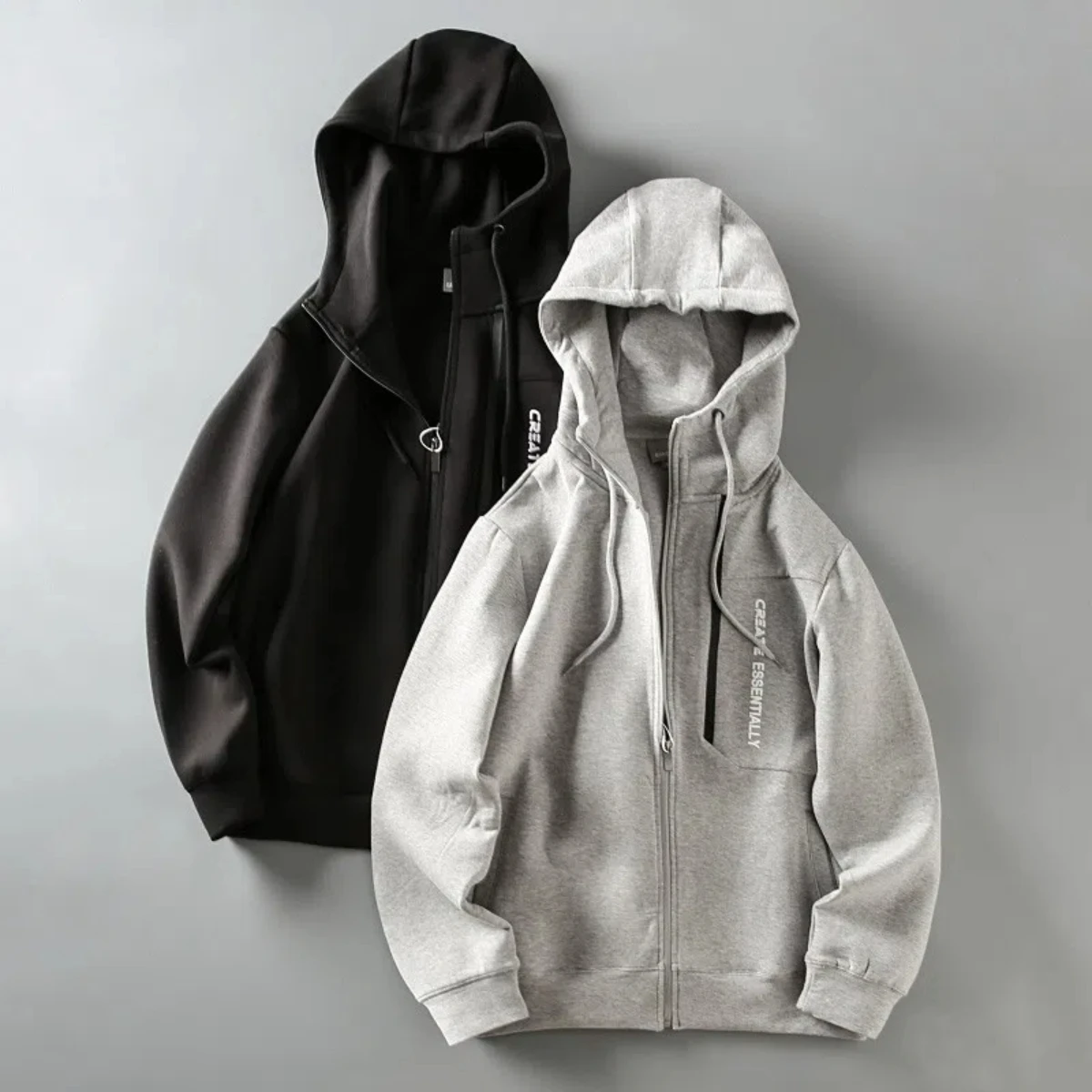 

2025 spring new crisp air layer fabric men's sports leisure all hooded cardigan hoodie coat tide