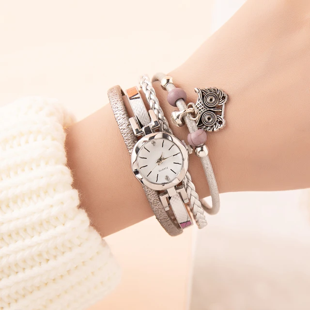 reloj mujer relojes para mujer reloj mujer elegante moda mujer marcas famosas de lujo pulseras mujer Reloj de marca de lujo para mujer pulsera de PU con cuerda tejida personalizada productos supervent...