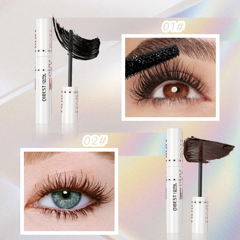 QIBEST Waterproof Black Mascara Lengthens Eyelashes Extension Black Silk 4DMascara Non-smudge Anti-sweat Mascara Makeup Cosmetic