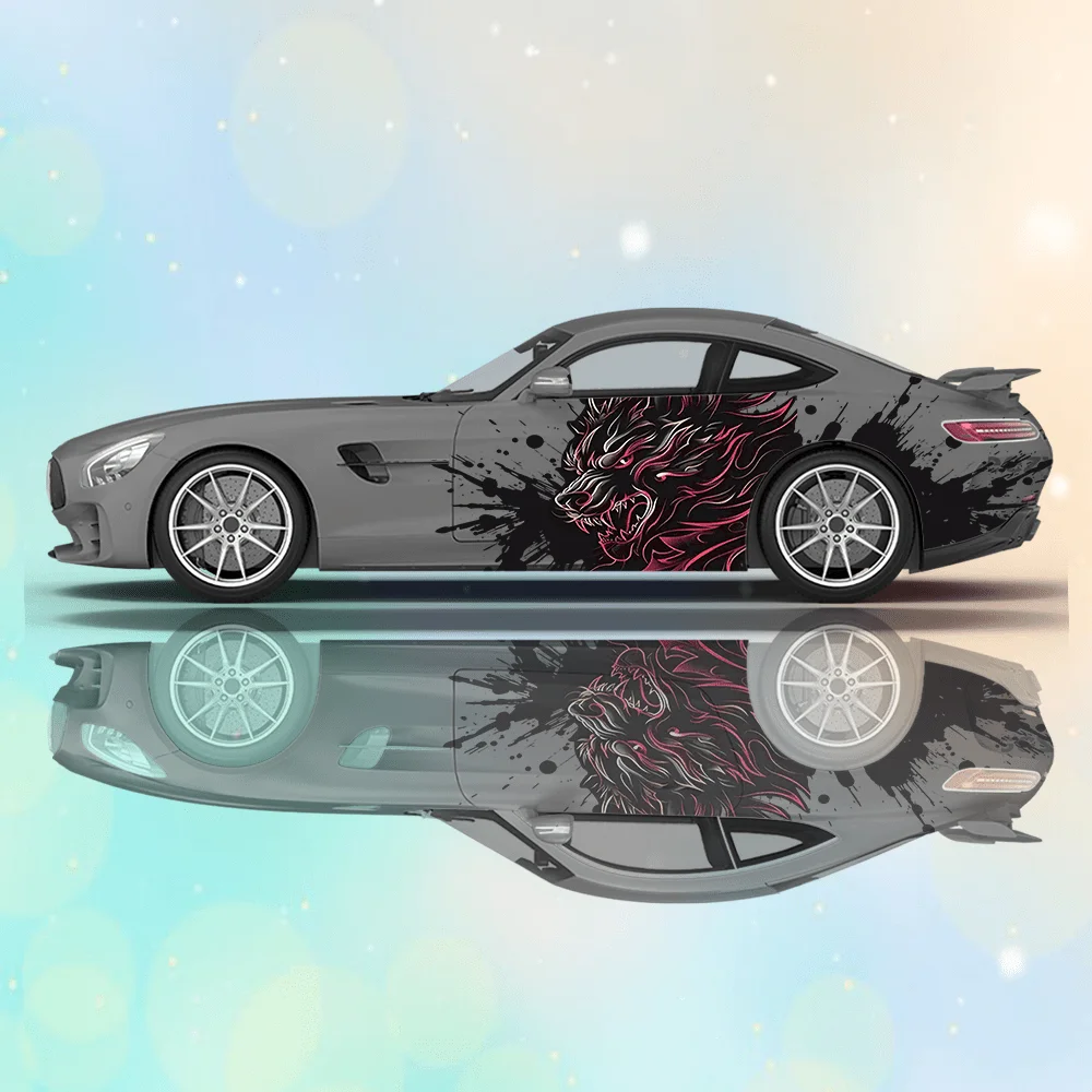

Наклейка на автомобиль с изображением свирепого волка, показывающего зубы; наклейка на весь кузов, скрывающая царапины; водонепроницаемая автомобильная наклейка, виниловая пленка для авто.
