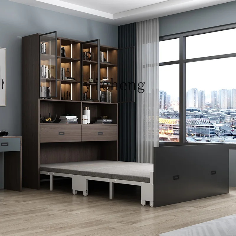 GZ-3  Hidden Folding Bed Retractable Cabinet Clothes Bookcase Bed Balcony Study Space Bed