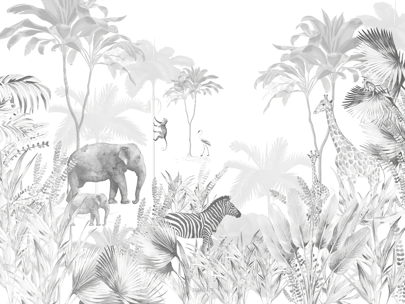 Customized Size Wallpaper Forest Animal Tropical Plant Mural Home Decoration Elephant Giraffe Monkey Zebra mural 3d wallpaper