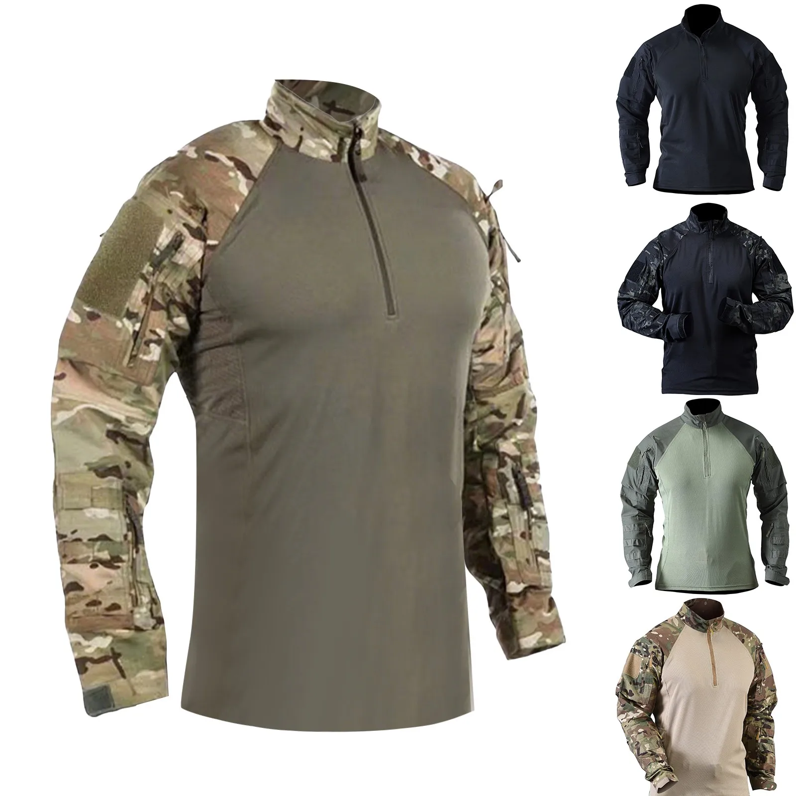 American-style camouflage tactical training uniform men's long-sleeved top outdoor CS mountaineering resistant combat uniform view 5