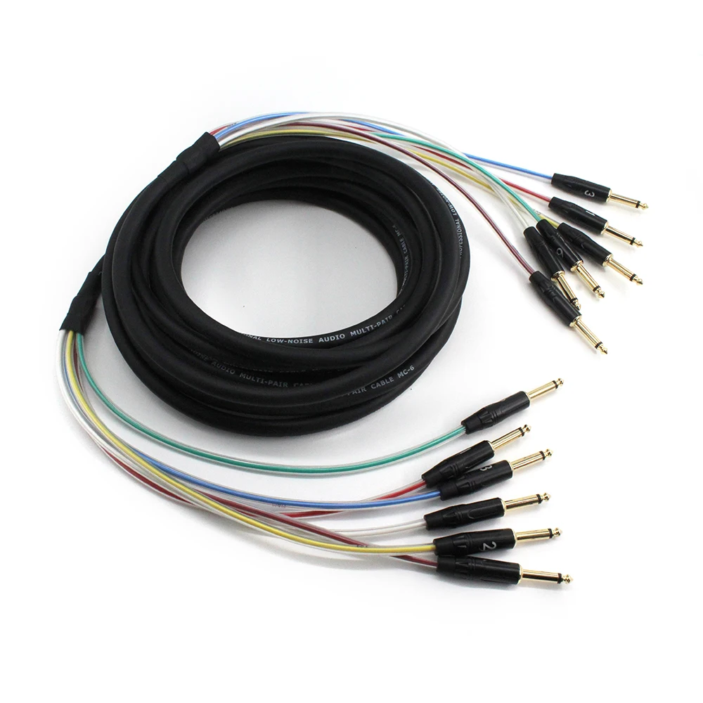 2 4 6 8 12 16 Channel Way 6.35MM 1/4'' Jack P10 Male To Male Professional Multi-Media Audio Extension Cord 6.5MM Cable