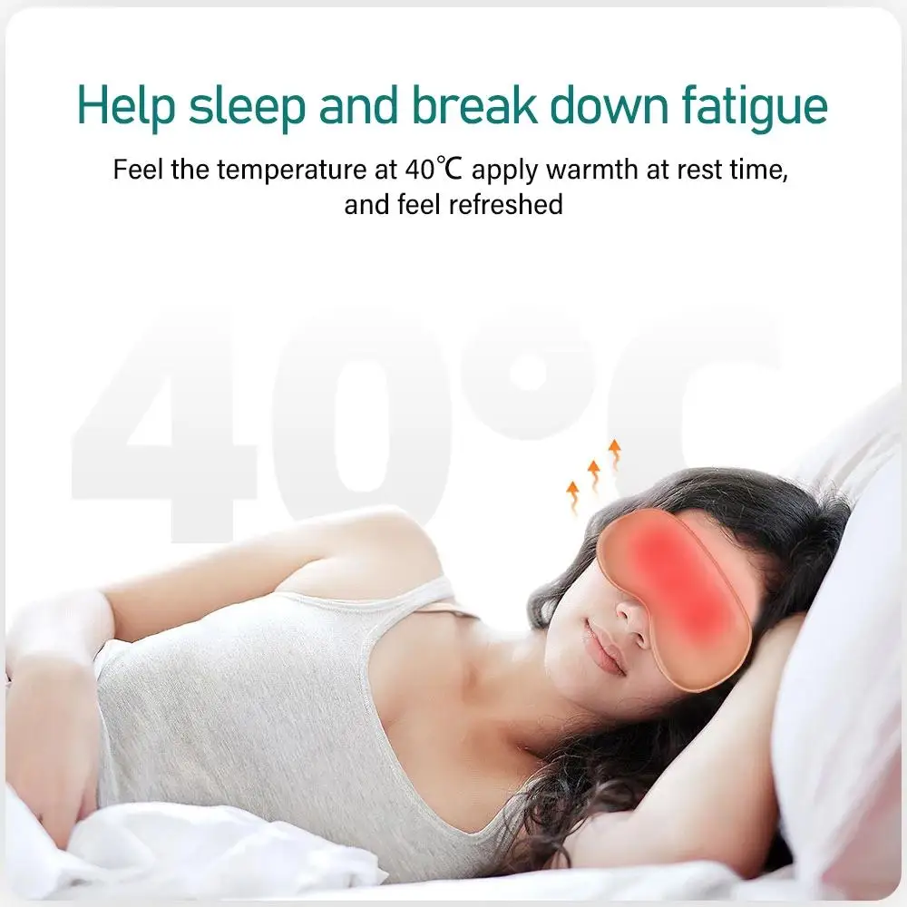 USB Heated Wormwood Eye Mask for Sleeping - 3-Temp Silk Eye Patch with Timer, Relieves Dry Eyes/Puffiness/Insomnia + 1 USB Cable