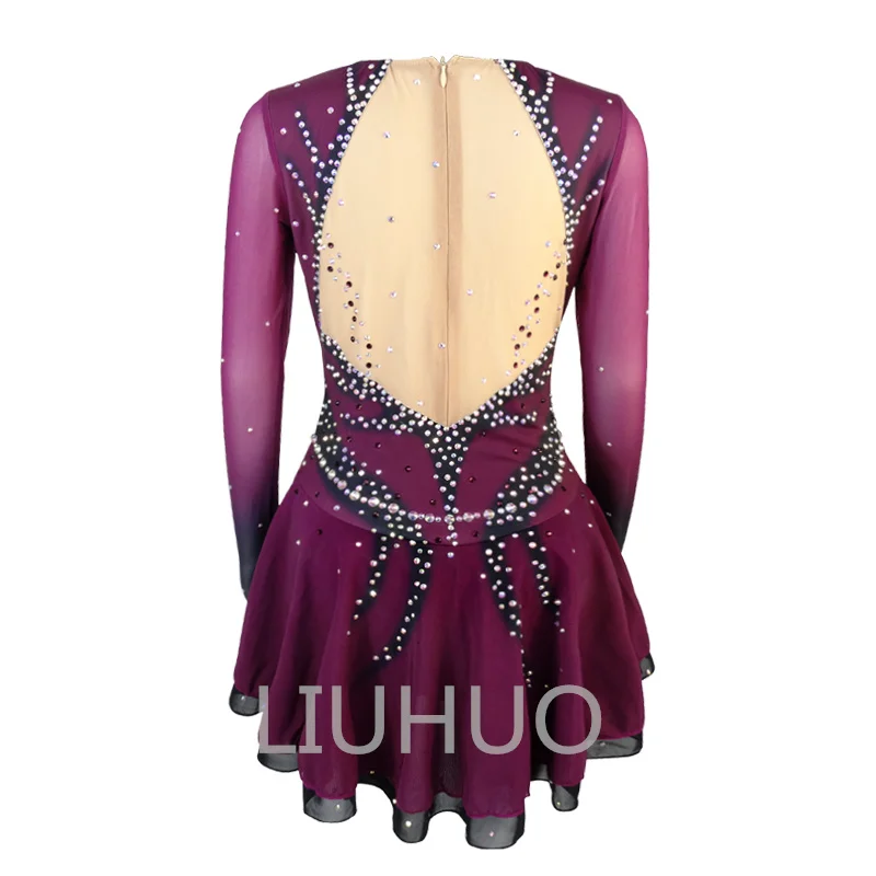 LIUHUO Figure Skating Performance Suit Skating Suit Customized Girls Competition Grading Skirt Red Gradient