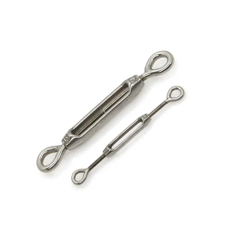 20pcs 304 Stainless Steel Turnbuckle Marine Wire Rope Tensioner Steel Adjust Chain Rigging Bolt Eye and Eye Hooks M4 M5 M6