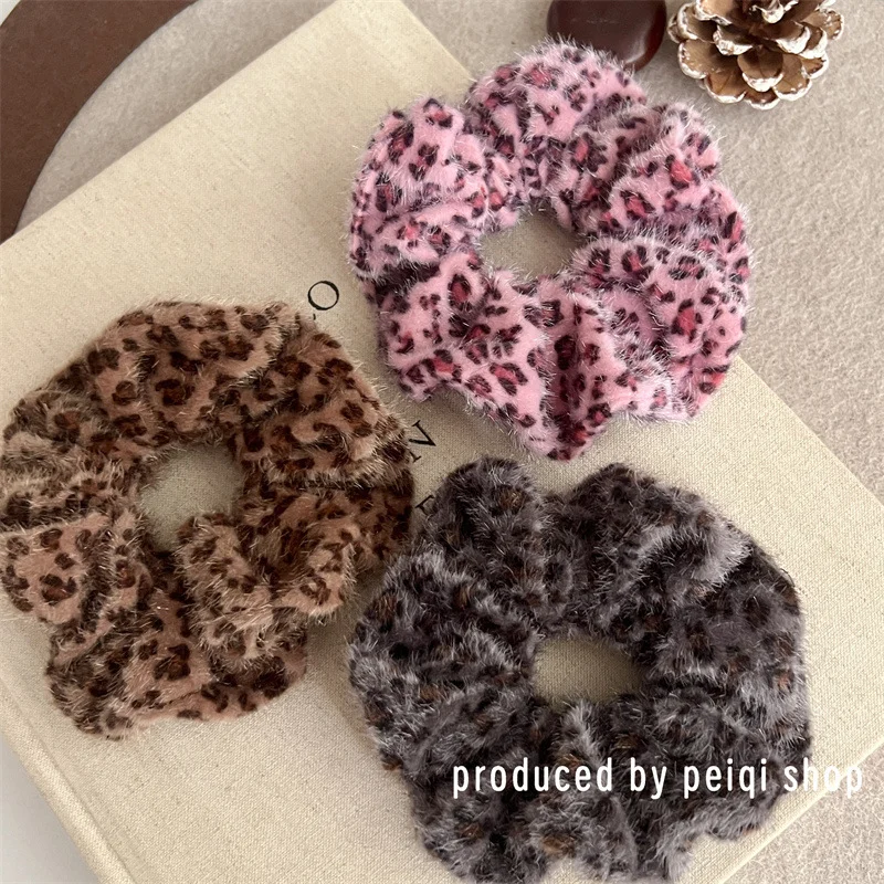 Soft Animal Leopard printing Hair Scrunchie Ponytail Loop Holder Stretchy Elastic Hair band for women Hair Accessories pj-1000