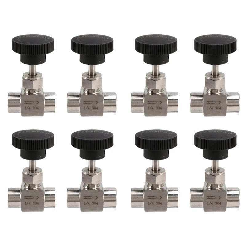 

8X 1/4 Inch BSP Equal Female Thread SS 304 Stainless Steel Flow Control Shut Off Needle Valve