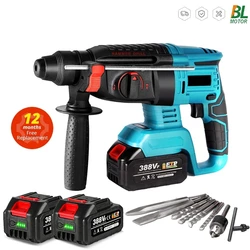 Cordless Electric Impact Drill Brushless Electric Hammer Multi-Functional Rotary Electric Pick 26mm1680W for Makita 18V Battery