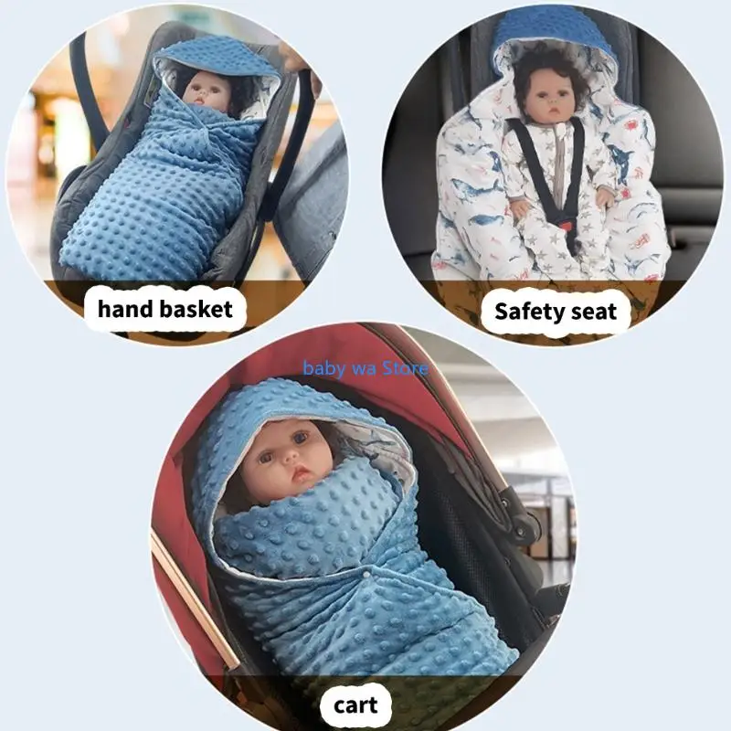 بطانية مقعد سيارة للأطفال مزدوجة الجوانب، قماط ناعمة قابلة للتنفس للاستخدام في الفصول الأربعة 4XBD #2