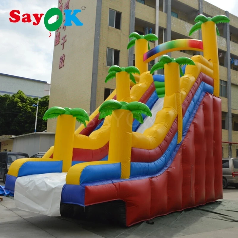 Inflatable Water Slide PVC Inflatable Bouncer Slide with Climbing Step Bouncy Castle with Blower for Kids (8x4x8m/26x13x26ft)