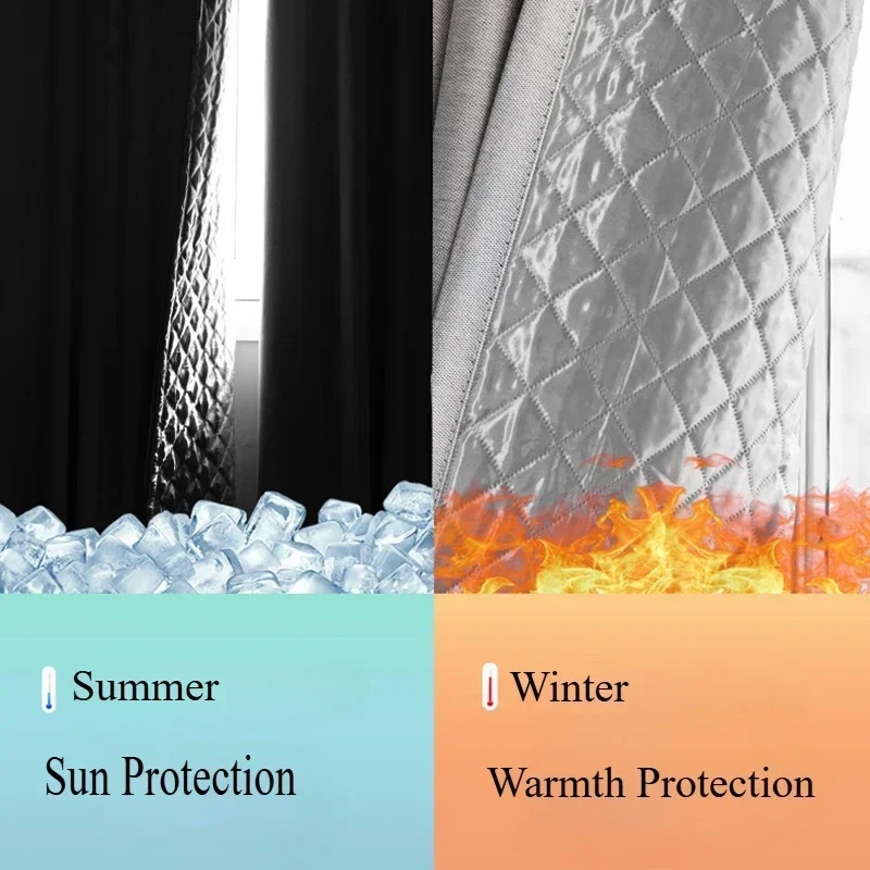 Thickened Soundproof Curtains Full Blackout Bedroom Windproof Winter Warm Windproof Cold
