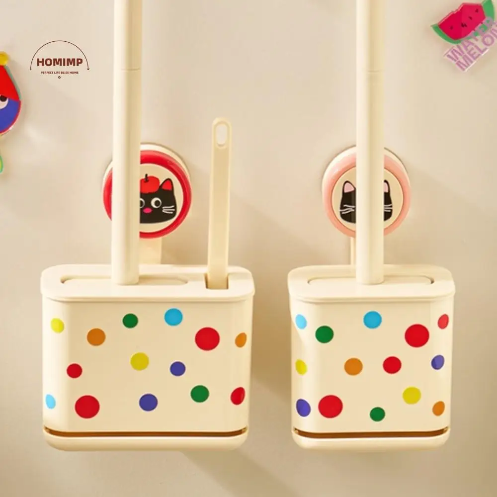 

Cartoon Closestool Brush Wall Mounted No Punching Toilet Brush Holder with Suction Cup Plastic Cleaning Brush Home Use