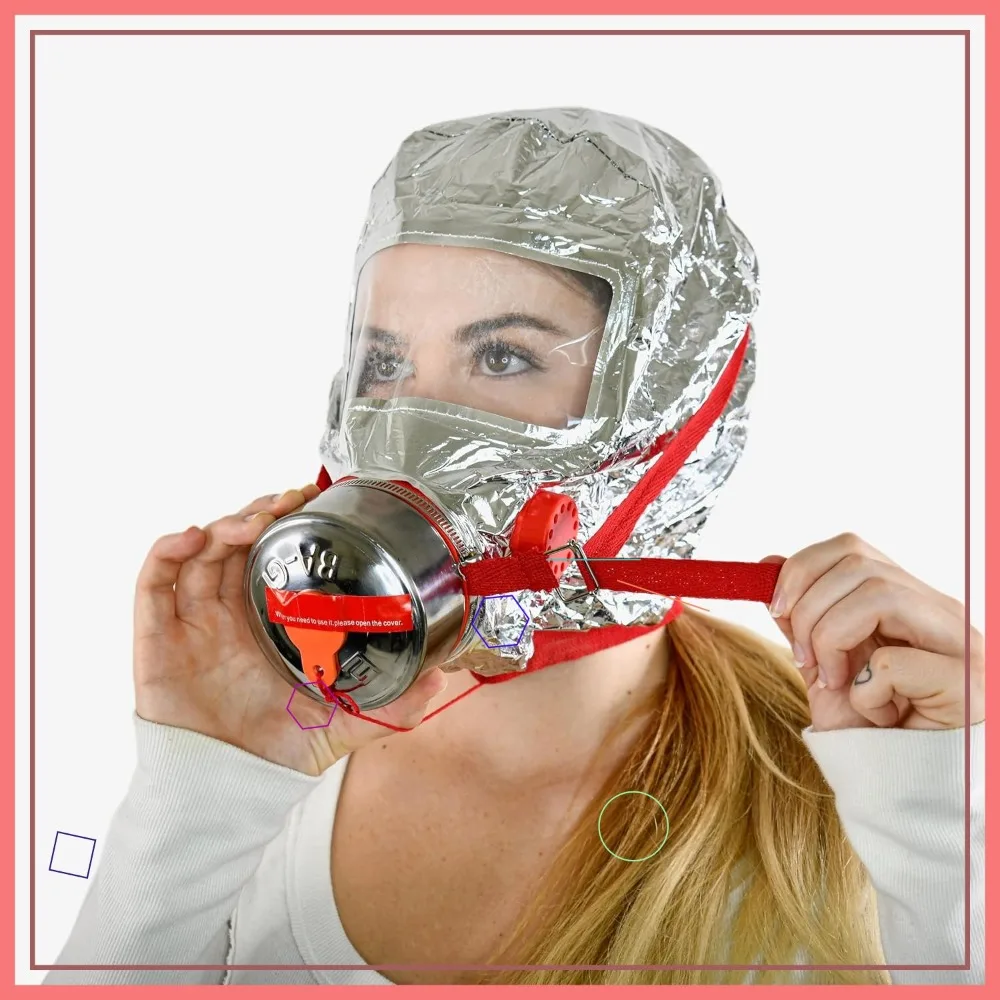 

Fire Escape Mask & Hood | 30-Min Respirator for Smoke & Carbon Monoxide | Single-Use Emergency Protection